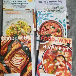 6 issues of Bon Appetit, Real Simple and Food & Wine, Recipes, Organization,Food